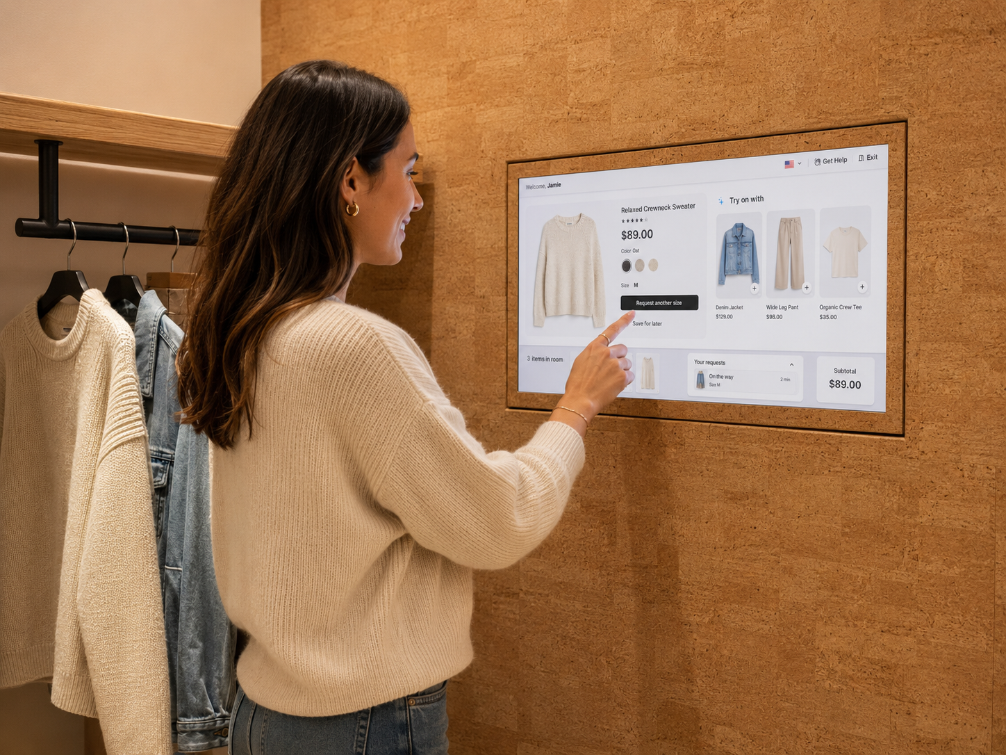 A Crave digital shopping assistant in store, helping a shopper at the moment of decision.